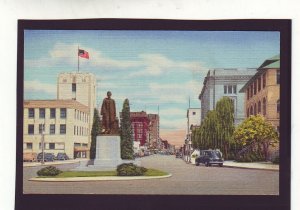 P1648 1954 used postcard main & monroe st. spokane washington lincoln statue