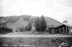 Jackson Wyoming Kudar's Log Cabin Lodge Real Photo Vintage Postcard JH230424