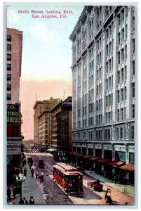 c1910 Sixth Street Looking East Los Angeles California Vintage Antique Postcard 