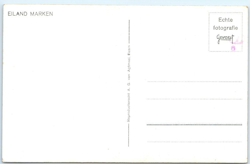 c1920s Eiland Marken Netherlands RPPC House Interior Cute Girl Folk Costume A336