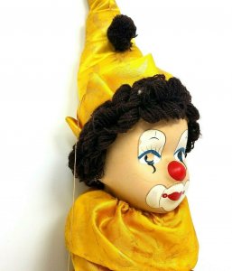 Vintage 1950's 1960's? Clown Marionette Puppet Painted Face Fabric Body
