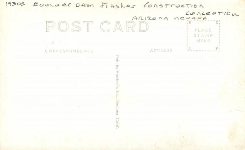 Postcard RPPC Photo Arizona Boulder Dam Frasher Construction 22-14032