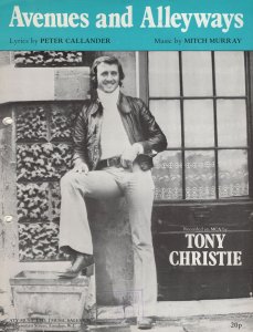 Avenues & Alleyways Tony Christie 1970s Sheet Music