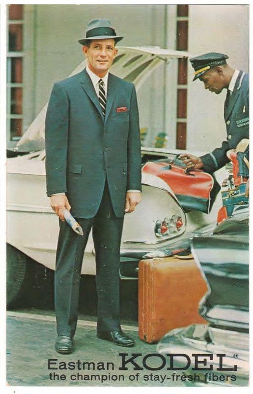 AD POSTCARD NEW EASTMAN KODEL FIBRE SUITS $60 at PARKS-CHAMBERS ATLANTA GEORGIA