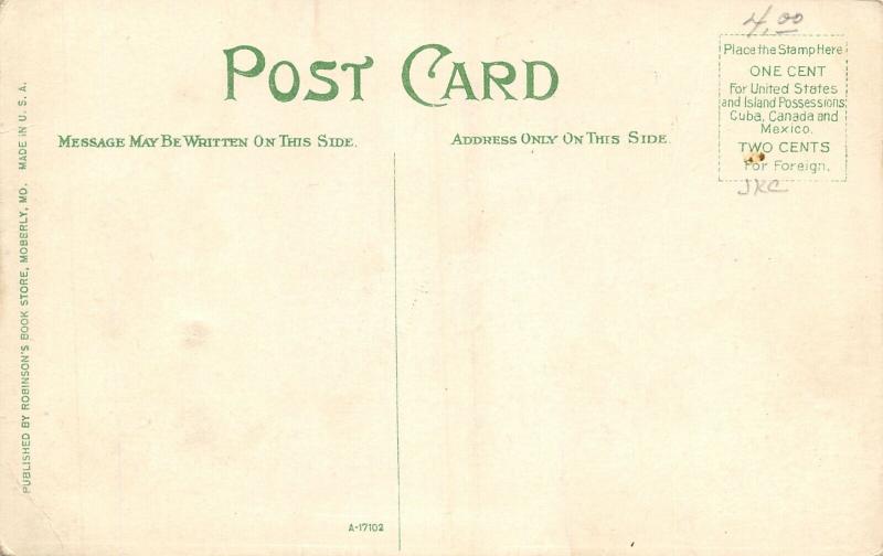 Moberly Missouri~US Post Office~Wet Sidewalk~1910 Postcard