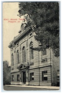 c1910's Masonic Temple Exterior Roadside Freeport Illinois IL Unposted Postcard