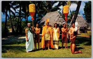 Vtg Honolulu Hawaii HI Aloha Week King Queen & Court Hawaiian Village Postcard