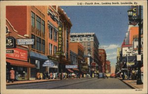 Louisville KY Street Scene Store Storefront Linen 1930s-50s Linen Postcard