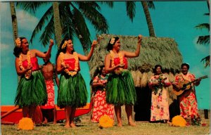 Hula Girls Pan American Airways Advertising Chrome Postcard 1966 Q13