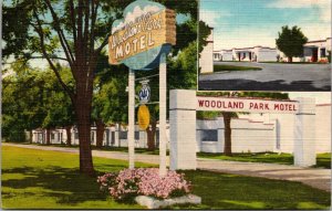 Linen Postcard Woodland Park Motel in Spokane, Washington~135330