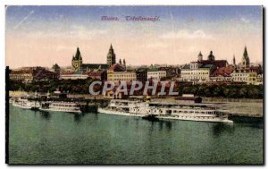 Old Postcard Mainz Totalansicht Boat