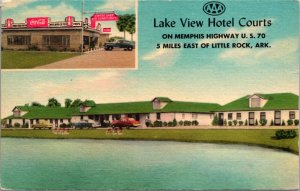 Linen Postcard Lake View Hotel Court and Restaurant US 70 Little Rock Arkansas