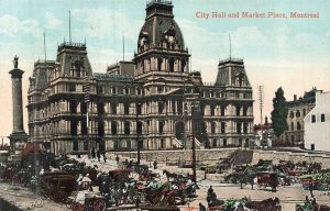 Vintage Montreal City Hall and Market Place Canada Postcard by V&A Sons
