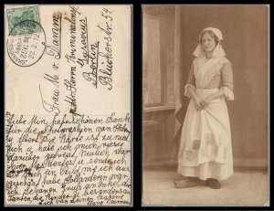 ABRO Germany Girl in Local Costume 1912 Card Mailed Johannesburg to Berlin