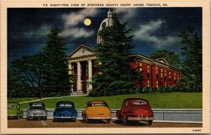 Vtg Toccoa Georgia GA Stephens County Court House Night Time View 1930s Postcard