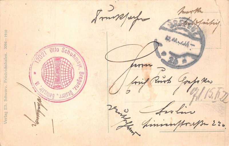 L146 Austria 1922 Bregenz View from Lake vintage postcard