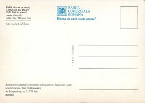 Postcard Romania tabla de aur pe cuart