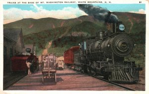 Vintage Postcard 1920's Trains Base Mt. Washington Railway White Mountains NH