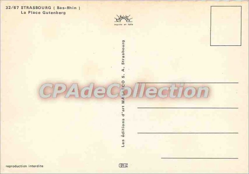 Modern Postcard Strasbourg (Bas Rhin) The PlaceGutenberg