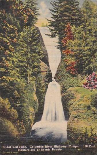 Oregon Columbia River Highway Bridal Veil Falls Masterpiece Of Scenic Beauty Hippostcard