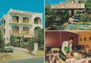 Taverna Avenita Crete Greece Greek Restaurant Chef 1980s Postcard