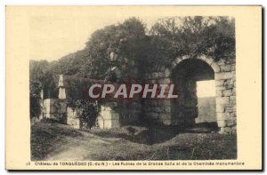 Old Postcard Chateau of Tonquedec The ruins of the hall and the monumental fi...