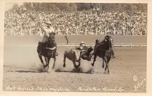 Walt Heacock Steer Wrestling real photo Rodeo Unused 