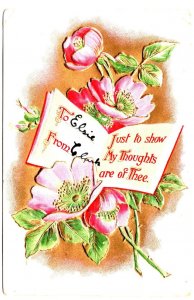 Elsie, Clark, Just to Show, Romantic Vintage Greeting Postcard, Used 1910