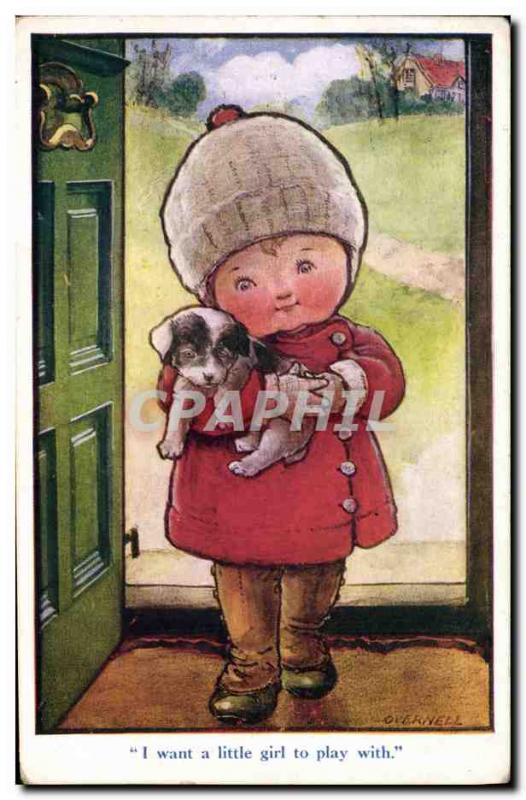 Old Postcard Fantasy Illustrator Child I want a little girl to play with