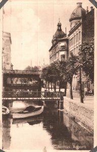 Vintage Postcard Aarhus Aaparti Canal Bridge Apartments Jutland Denmark