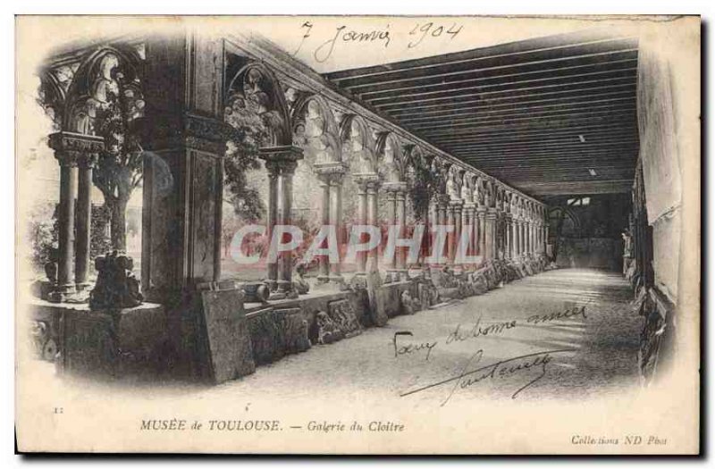 Old Postcard Musee Toulouse Cloister Gallery