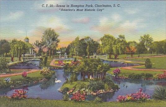 Scene In Hampton Park Charleston South Carolina Americasw Most Historic City