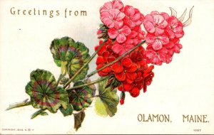 Maine Olamon Greetings With Flowers 1908