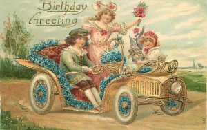 Postcard C-1910 Birthday auto Greeting children celebration 23-3244 