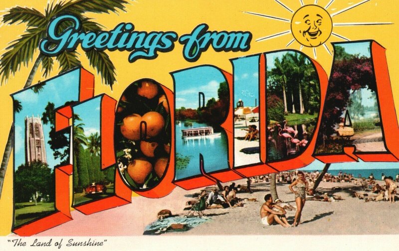 Vintage Postcard Greetings from Florida The Land of Sunshine Natural Color