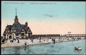 Massachusetts SOUTH BOSTON Head House and Beach City Point pm1908 Divided Back