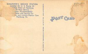 Linen Postcard; Schlenker Service Gas Station, Hamburg PA, US Route 22, Unposted