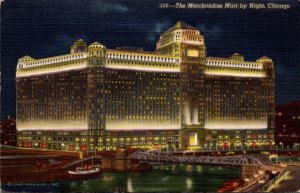 Illinois Chicago The Merchandise Mart At Night Curteich