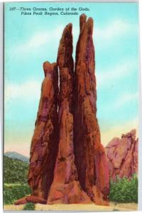 postcard Colorado, Garden of the Gods - Three Graces