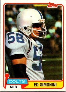 1981 Topps Football Card Ed Simonini Baltimore Colts sk60181