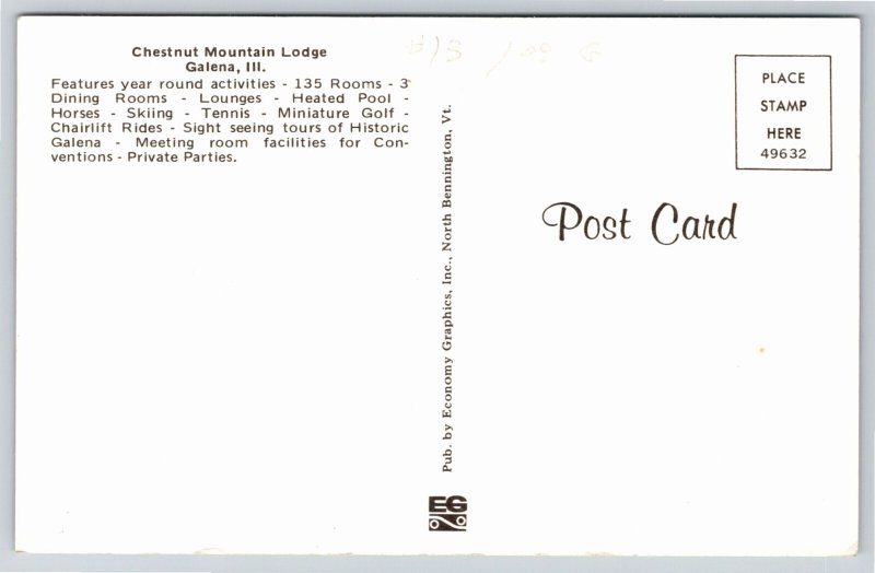 Roadside~Galena Illinois~Winter Scene @ Chestnut Mountain Lodge~Vintage Postcard