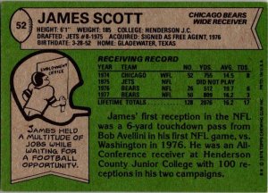 1978 Topps Football Card James Scott Chicaco Bears sk7033