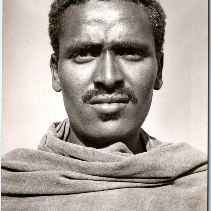 c1950s Aroussi, Oromia, Ethiopia RPPC Oromo Man Portrait Black African Photo 326