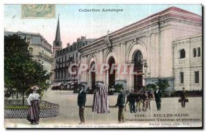 Old Postcard Aix Les Bains Etabissement Thermal and porters