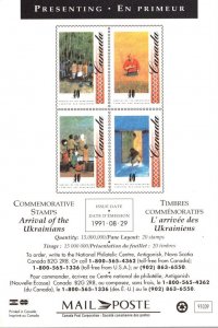 Canada Mail Poste Commemorative Stamp Pack Arrival Of The Ukranians