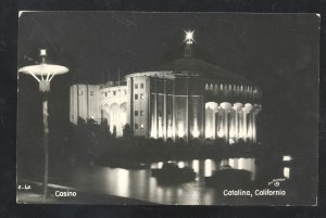 RPPC CATALINA CALIFORNIA CASINO AT NIGHT VINTAGE REAL PHOTO POSTCARD