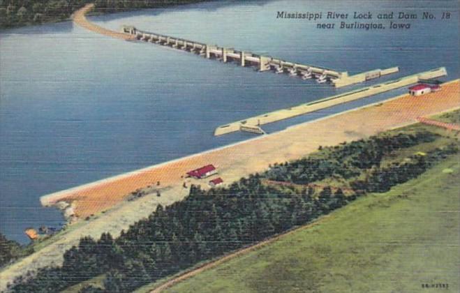 Iowa Burlington Mississippi River Lock and Dam No 18 Curteich
