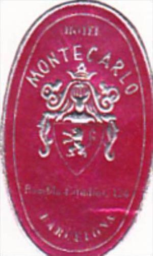 SPAIN BARCELONA HOTEL MONTE CARLO VINTAGE LUGGAGE LABEL