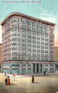 Vintage Postcard 1909 Boston Building Historical Landmark Salt Lake City Utah UT