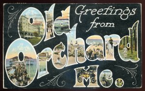 h2312 - OLD ORCHARD Maine Postcard 1922 Letters Views Greetings